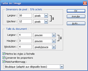 Boite de dialogue "Taille de l'image" de Photoshop