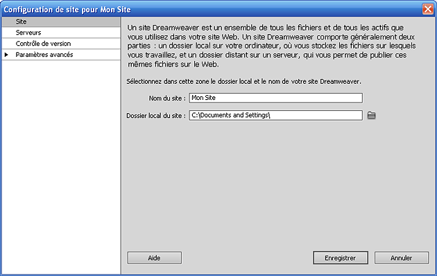 Configuration de site Internet avec Dreamweaver CS5