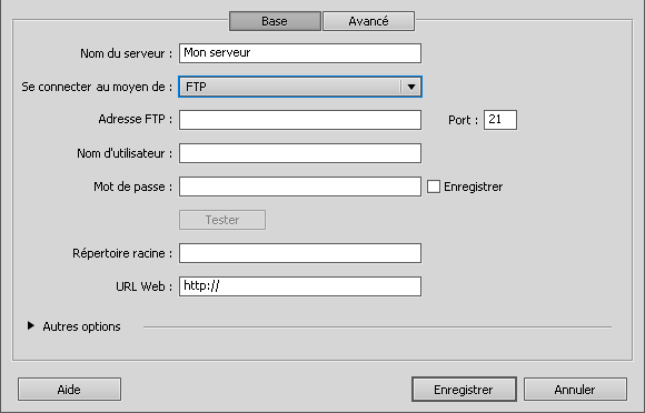 Connexion à son serveur ftp de son site Internet avec Dreamweaver