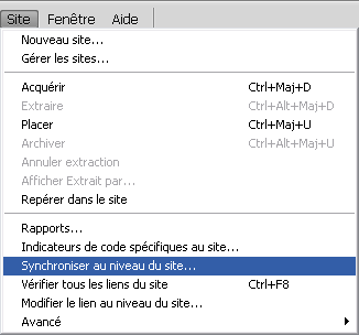 synchroniser son site web avec Dreamweaver