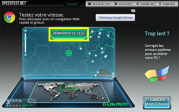 Test connexion Internet avec Speedtest