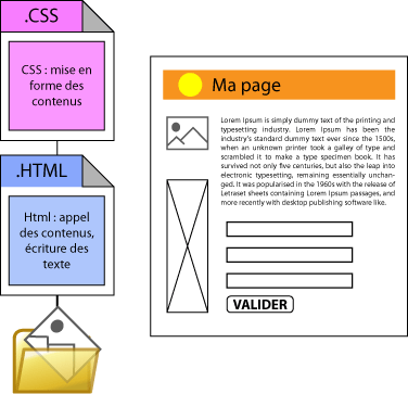 Le rôle du langage HTML et du langage CSS pour une page Web